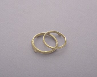 Solid 14 K Gold Wedding Band Set, Men's and Women's Wedding Rings, Gold Bridal Rings, Tree Branch Twig Rings BE75