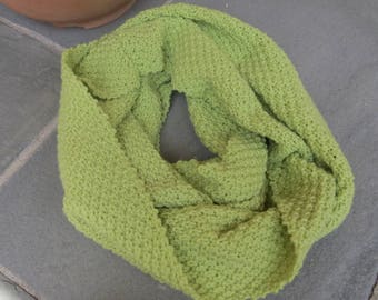 Ready to Ship || Lime Green Moss Stitched Infinity Scarf