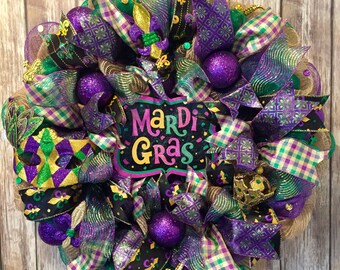 mardi gras wreath swag