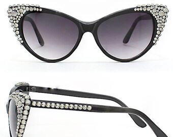 Cat Eye Sunglasses w/Embellished Corner