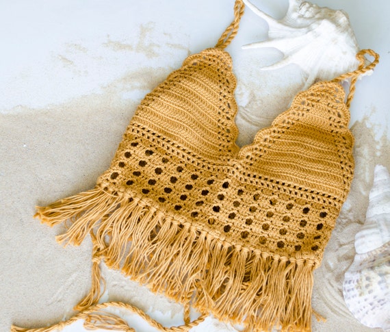 Knit Bra Crochet Lace Top Crochet Beach Wear Festival Top