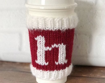 Christmas Coffee Cozy, Santa Cup Sleeve, Knit Coffee Sleeve, Christmas Decor, Stocking Stuffer, Cup Cozy, Teacher Gift, Hostess Gift