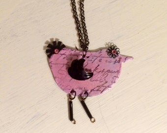 Bird ornament or pendant - reclaimed metal bird art - mixedmedia bird art - metal home decor -christmas bird ornament - handmade metal bird