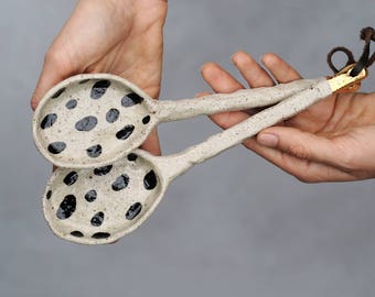 GRATITUDE SERVING SPOONS - Made to Order - Hand Sculpted Stoneware Spoon Set