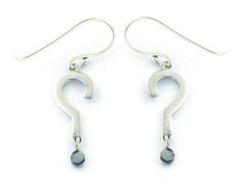 Sterling Silver Dangle Question Mark Earrings
