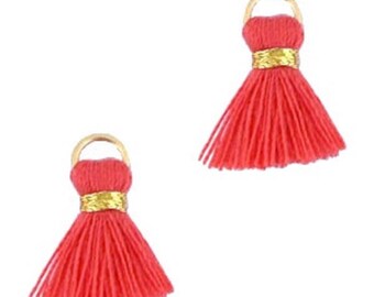 Beaded tassels, tassels, tassel pendant-1.5 cm-3 pcs.-Color selectable (color: red-orange)