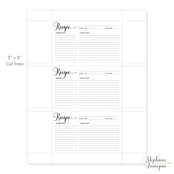 recipe card 3x5 recipe card printable recipe 3x5 recipe card template