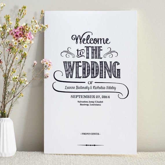 handlettered love wedding program order of service diy