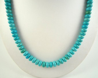 Turquoise Necklace Blue Turquoise Necklace Turquoise Gemstone Necklace Turquoise Necklace Beaded Turquoise Beads Short Turquoise Strand
