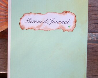 ANTIQUED Mermaid Journal, Beach, Sea, Siren