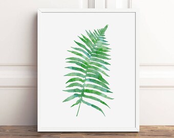 Fern Print, Green Botanical Print, PRINTABLE Art, 8x10 Print, 5x7 Instant Download, Nature Artwork Leaves, Flora and Fauna Decor