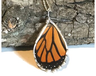 Real Monarch Butterfly Wing Necklace