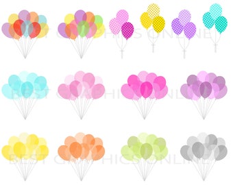 80% OFF SALE Commercia use clipart Party birthday balloons clip art Party printables Colorful balloons clipart, Balloons vector clip art KG2
