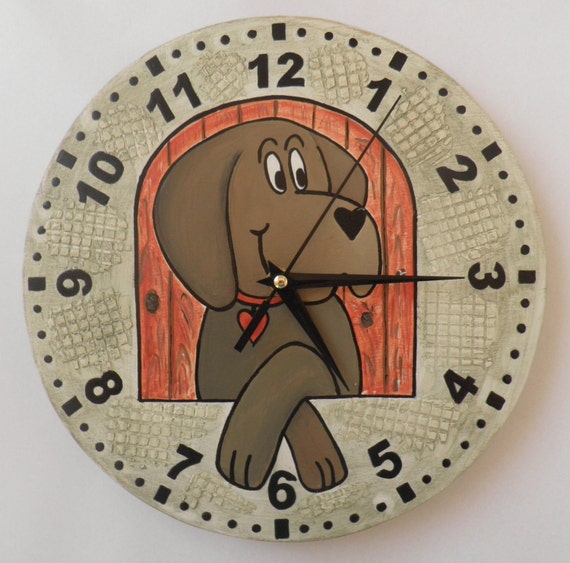Dog clock puppy kids room modern wall clock wooden wall