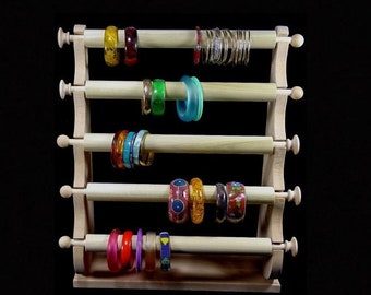 ON SALE 5 Wand Standing Holder for cuffs and skinnys and skinnies Storage Display Organizer Oak