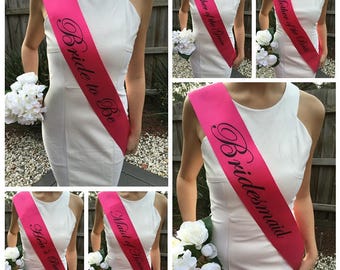 HOT PINK Hens Sash - Hen Sash - Bride To Be Sash - Bridal Shower - Engagement- Hen Party- Bachelorette - Bride- Bridesmaid - Team Bride
