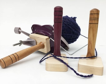 Yarn Ball Winder Handle, Maple Wood Base, hand turned, center pull ball, custom designed, skein, wind from spinning wheel or swift
