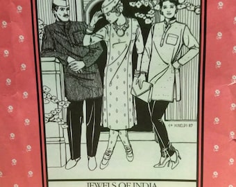 Vintage Folkware Pattern #135 Kurtz, Kamik, Churidar, Ghandi Hat Jewels of India Clothing#A433