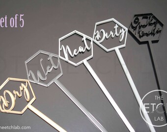Personalized Hexagon Stir Sticks (Set of 5)