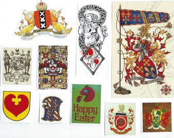 Heraldry Clip Art, Clipart, Collage Paper, Scrap Paper Pack, Paper Ephemera for Paper Arts, Collage, Scrapbooking, Decoupage PSS 3384