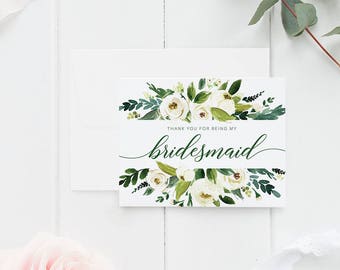 Thank you for being my bridesmaid, wedding thank you, bridesmaid thank you card, thank you card, thank you bridesmaid card, wedding card