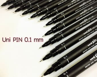 Uni Pin Technical Drawing pen, Box of 12 , Black ink, select line widths (0.05mm-0.8mm)