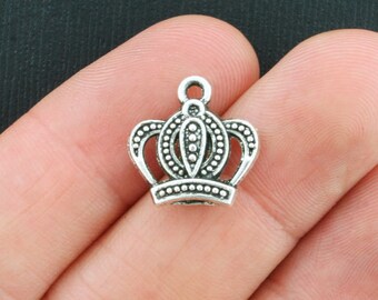 BULK 50 Crown Charms Antique Silver Tone - SC261