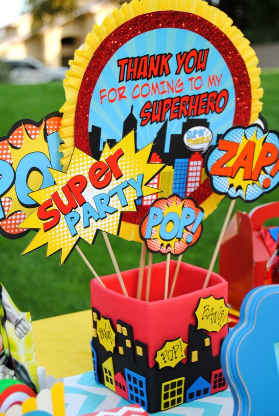 Items similar to SUPER HERO Party - Cityscape Centerpiece - Super Hero ...