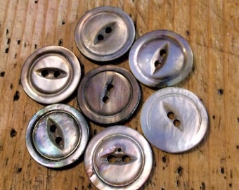 Vintage Mother of Pearl Buttons, Set of 7