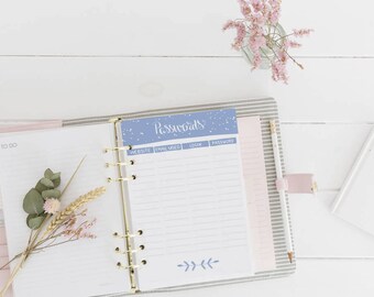 Printable Planner Inserts, Password Keeper, Password Organizer, Password Tracker, Password Log, Password Printable, Password List