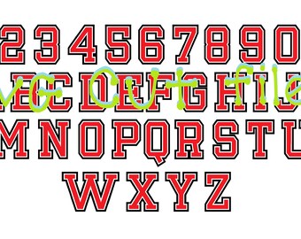 2 colors outline 2 layers Collegiate Athletic Varsity sport school appliqué font cut file SVG