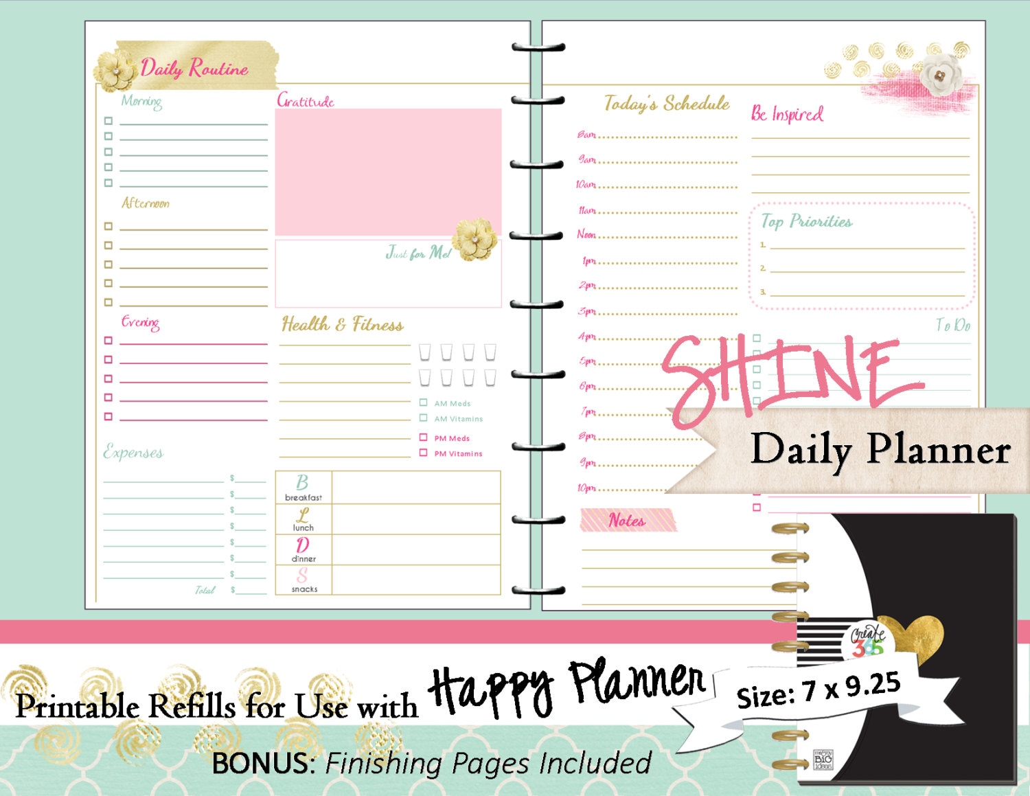 Day Timer 2 Pages Daily Planner Refill Printable Template
