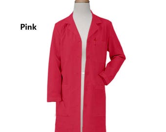 Free Shipping Colored Lab Coat in 37 inches long Three Pocket Women Lab Coat Nurse Coat Personalized Lab coat Black Lab Coat Custom Lab Coat