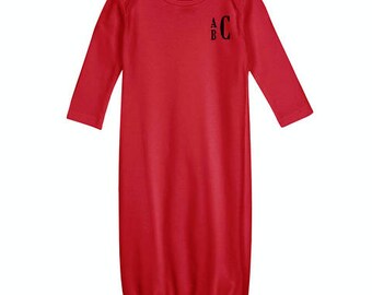 Baby Christmas Gown - Christmas Baby Pajamas - Monogrammed PJs - Jammies