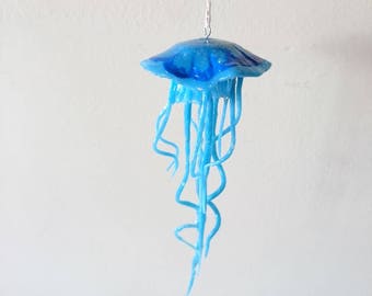 Blue Hanging Jellyfish Polymer Clay