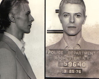 REMASTERED David Bowie MUGSHOT Poster Print Black and White Photograph Bowie Portrait 1970's (Various Sizes)