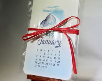 Desk Calendar | Cute painted designs | Yosemite | Mountains | rounded corners | mini easel | cute calendar | calendar | multiyear | office