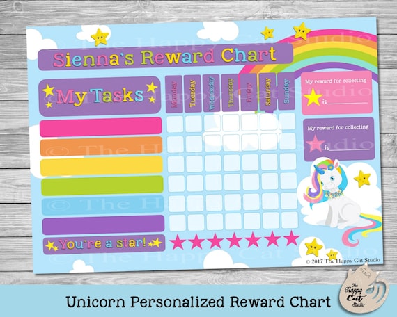 for printable old year 7 chore chart Digital Chart Download Unicorn Personalized Reward Printable