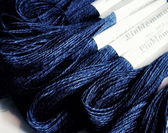 60s Swedish vintage linen yarn 11 skeins in a dark blue color. Embroidery yarn Linblomman scandinavian design vintage Embroidery yarn 893