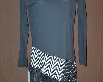 Black & Gray Patchwork Tunic