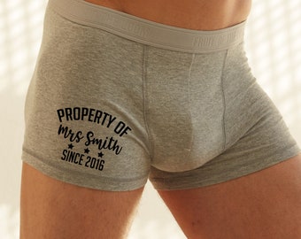 Personalised,Groom Underwear,Boxers,Groom Gifts,Groom Boxers,Wedding Underwear,Underwear,Wedding Day,Property of Mrs, Bride to Groom Gift,