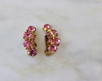 50s Pink RhinestonePetie Earrings
