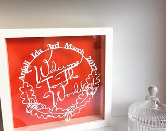 From Little Acorns - Personalised Papercut - new baby baby shower gift