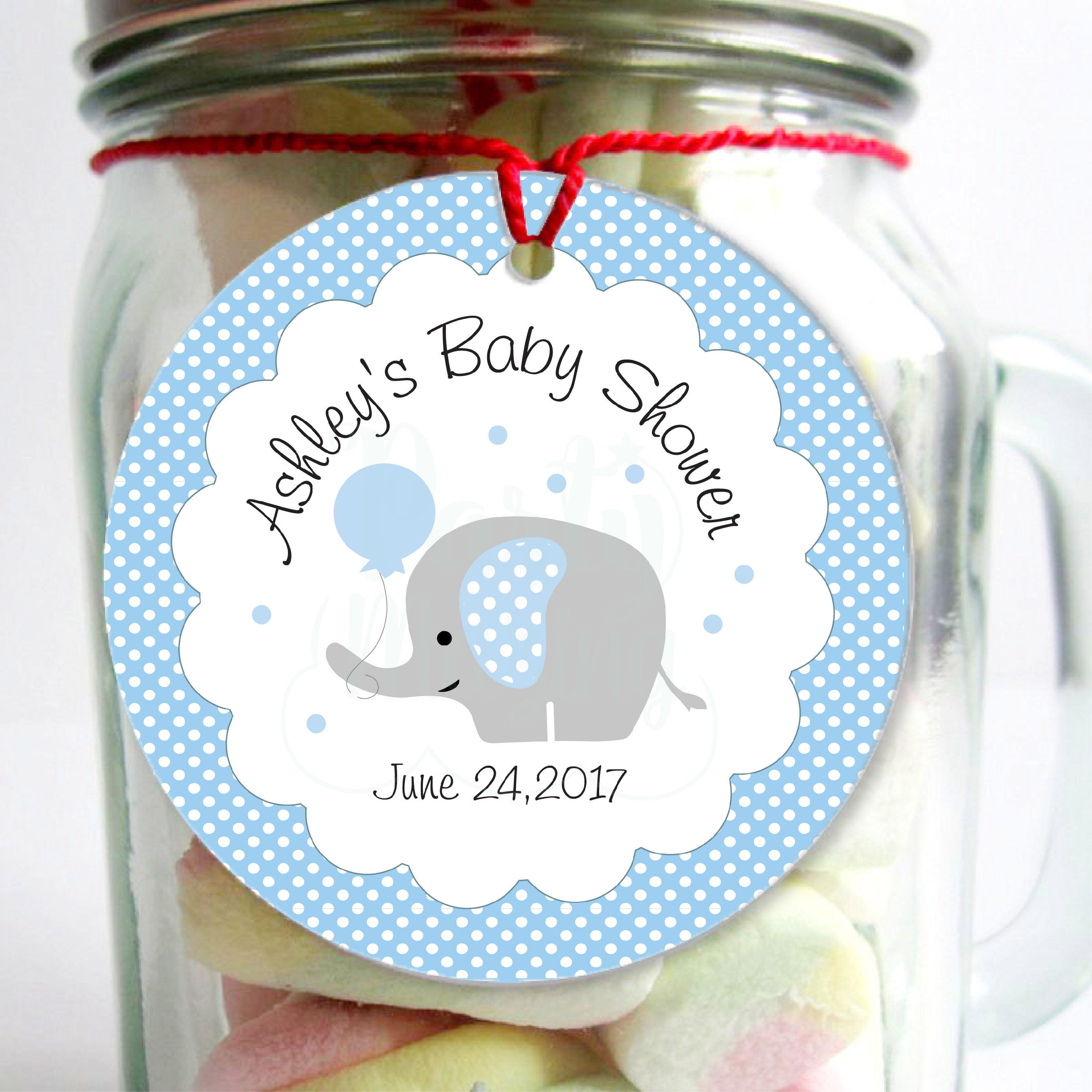 Printable Personalized Baby Blue Elephant Tags, Boy Shower ...
