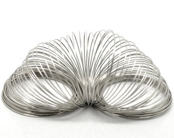 200 Memory Wire Loops - Beading Wires for Bracelets or Earrings - Antique Silver - 55mm - 60mm - Ships IMMEDIATELY from California - T55
