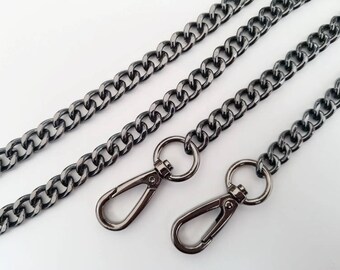 gunmetal chain strap purse strap bag handbag strap handles Crossbody chain links Replacement Chain Strap finished chain width 10mm 1pcs