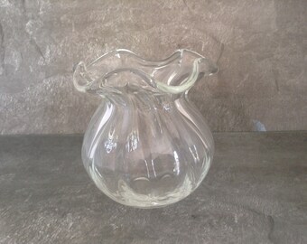 French vintage hand blown glass vase