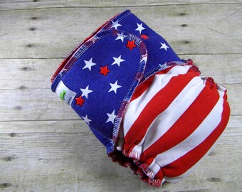 Stars & Stripes One Size Hybrid Fitted Diaper {Serged}