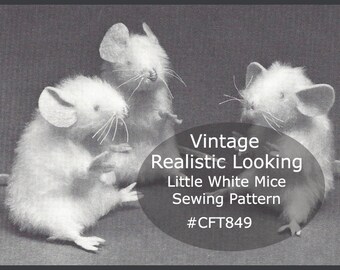 White Mouse Sewing Pattern Christmas Mouse Realistic Mouse Sewing Pattern Fur White Mice Pattern #CFT849-PDF -Available Mailed- DurhamDeals