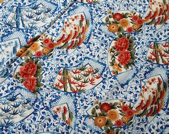 Asian Style Placemats - Blue Placemats - Heat Resistant Placemats - Floral Placemats - Reversible - Set of Two